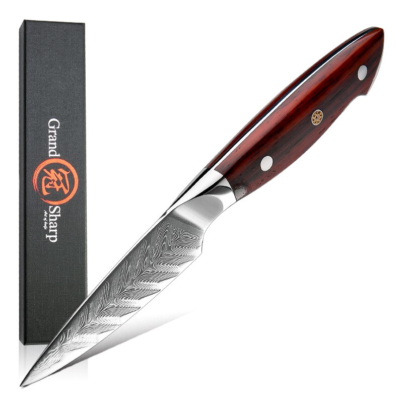 Juego de cuchillos de cocina japoneses de 67 capas, de acero damasco, para deshuesar, Chef, carne, fruta, cortador, herramientas GRANDSHARP: Paring Knife
