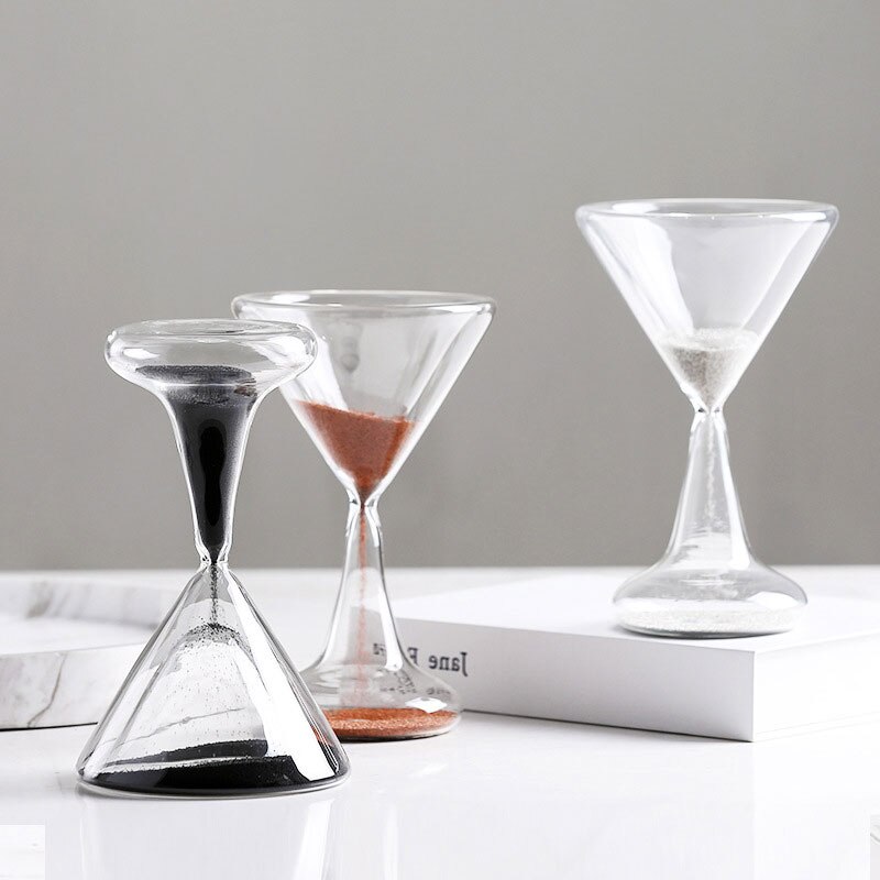 1 min Simple moderne européen verre à vin forme double couche verre minuterie sablier maison salon décoration ornements