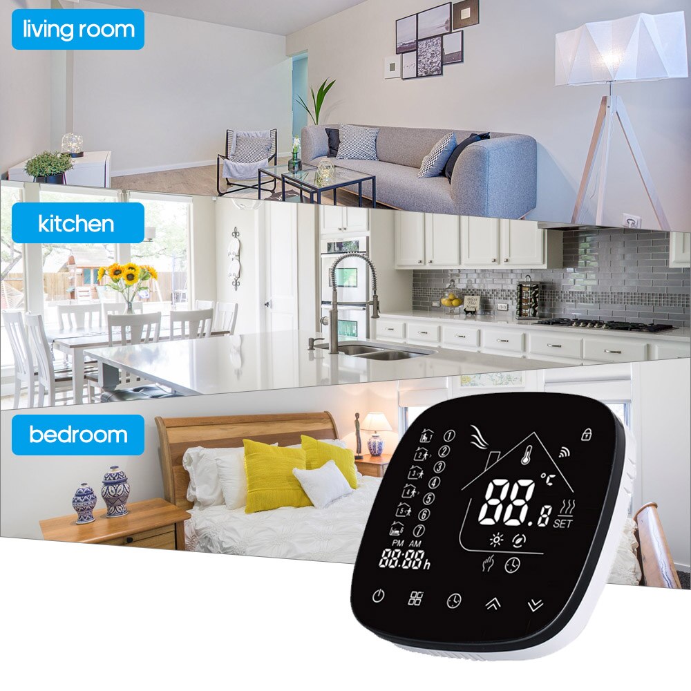 WiFi Smart Thermostat with Touchscreen LCD Display Electric/Water/Boiler 5A Temperature Controller Weekly Programmable