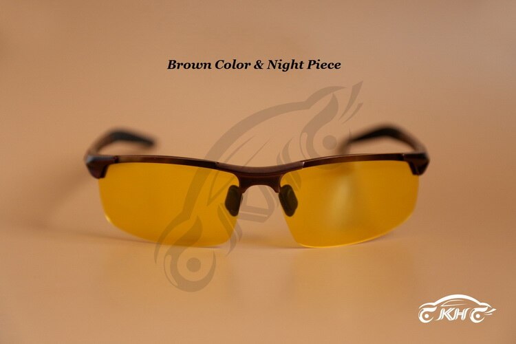 AKH Night Driving Glasses for Night Glasses Polarized HongKong Famous Brand KH Night Vision Male Sunglasses Driver Goggles: Brown