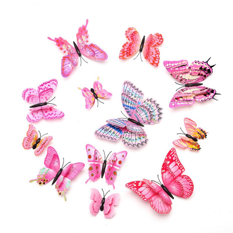 Mariposa Artificial para decoración del hogar, accesorios de decoración para boda, Navidad, tocado, decoraciones para interiores, manualidades, scrapbooking, 12 piezas