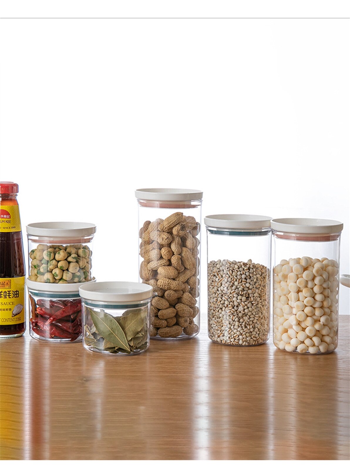 1pcs Kitchen Food Storage Box Plastic Clear Container Set Fresh Pot Kitchen Storage Bottles Jars Dried Grains Tank Moisture