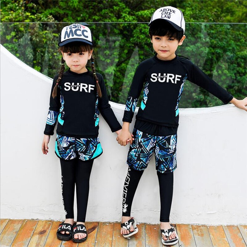 UV schützen Muslimischen surf badeanzug kinder volle körper beachwear kostüm islamischen jungen mädchen bademode 3 stück bathsuit