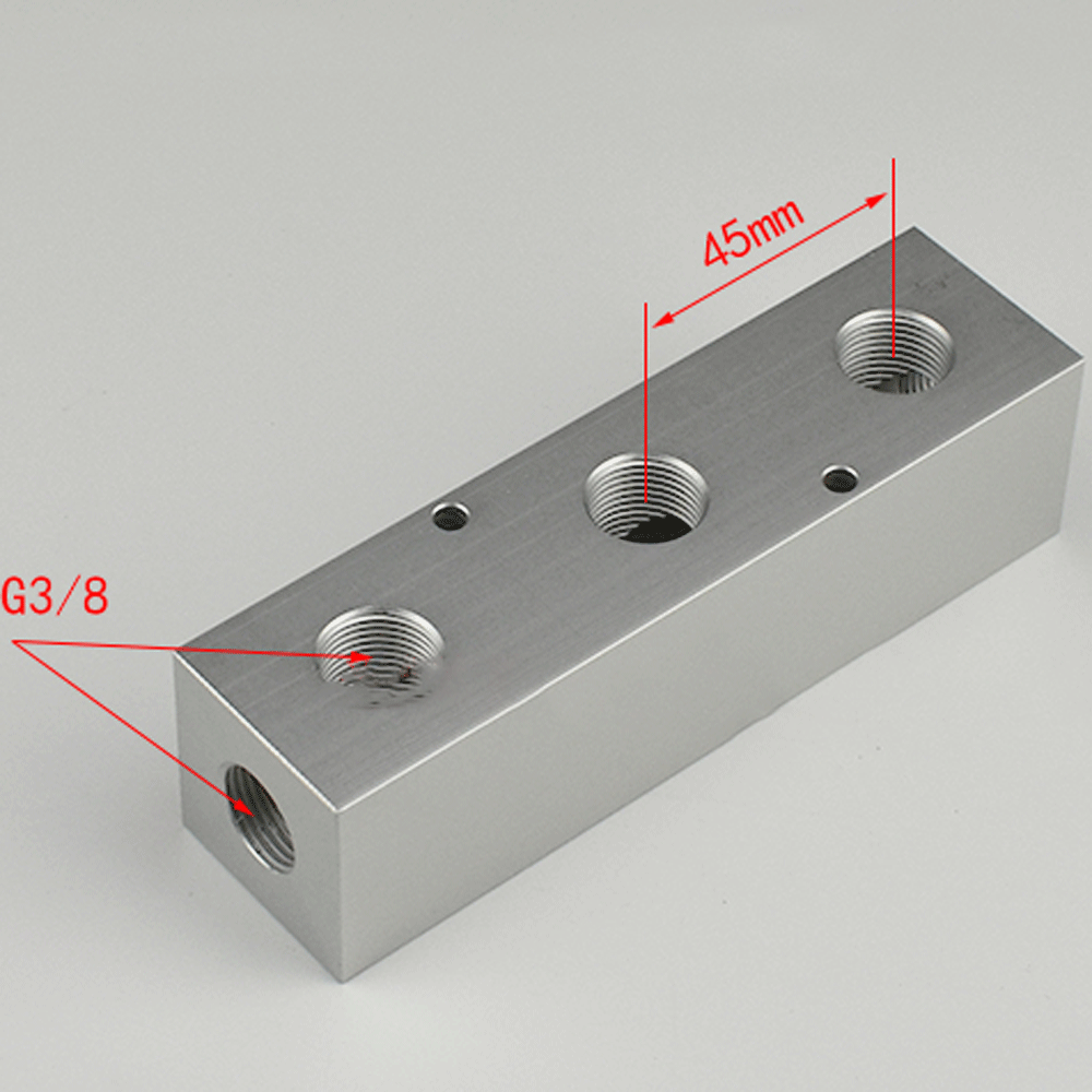 BSP-Bloque de colector de aire de aluminio sólido, compresor de aire neumático, divisor cuadrado de 3/8 pulgadas, 35x35mm, 2, 3, 4, 5, 6, 7, 8, 10, 12 vías: Gris claro