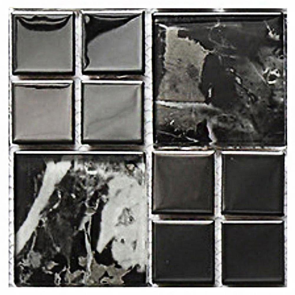 10pcs Mosaic Tile Wall Sticker PVC Waterproof Tiles Decals Kitchen Decor Self Adhesive 3D Mosaic Art Accessories: black
