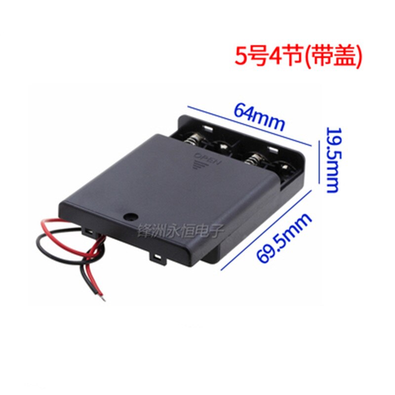 4 * AA Battery Srorage Box Holder 4 Slots AA Batteries Case with a Lid &amp; ON/OFF Switch Black Digital