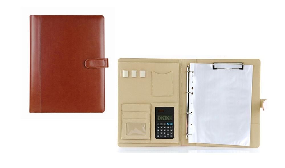 Multifunctionele map  a4 ,  pu-lederen documentenmappen met 4- ringen in briefformaat. voor documentenmappen van 8.5 x 11 inch.: Bruin 2