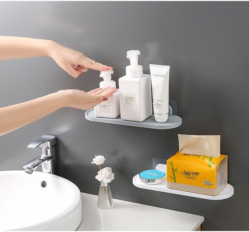 Multifunction Bathroom Storage Shelves Punch-Free Wall Mounted Heavy Load Toilets Storage Racks Plastic Shelf Kitchen Organizer