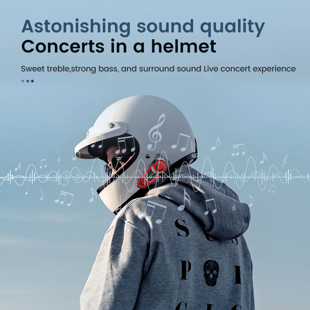 GEARELEC DK02 auriculares para casco de motocicleta auriculares estéreo Bluetooth IPX7 impermeable 2800mAh batería luz ambiental tricolor