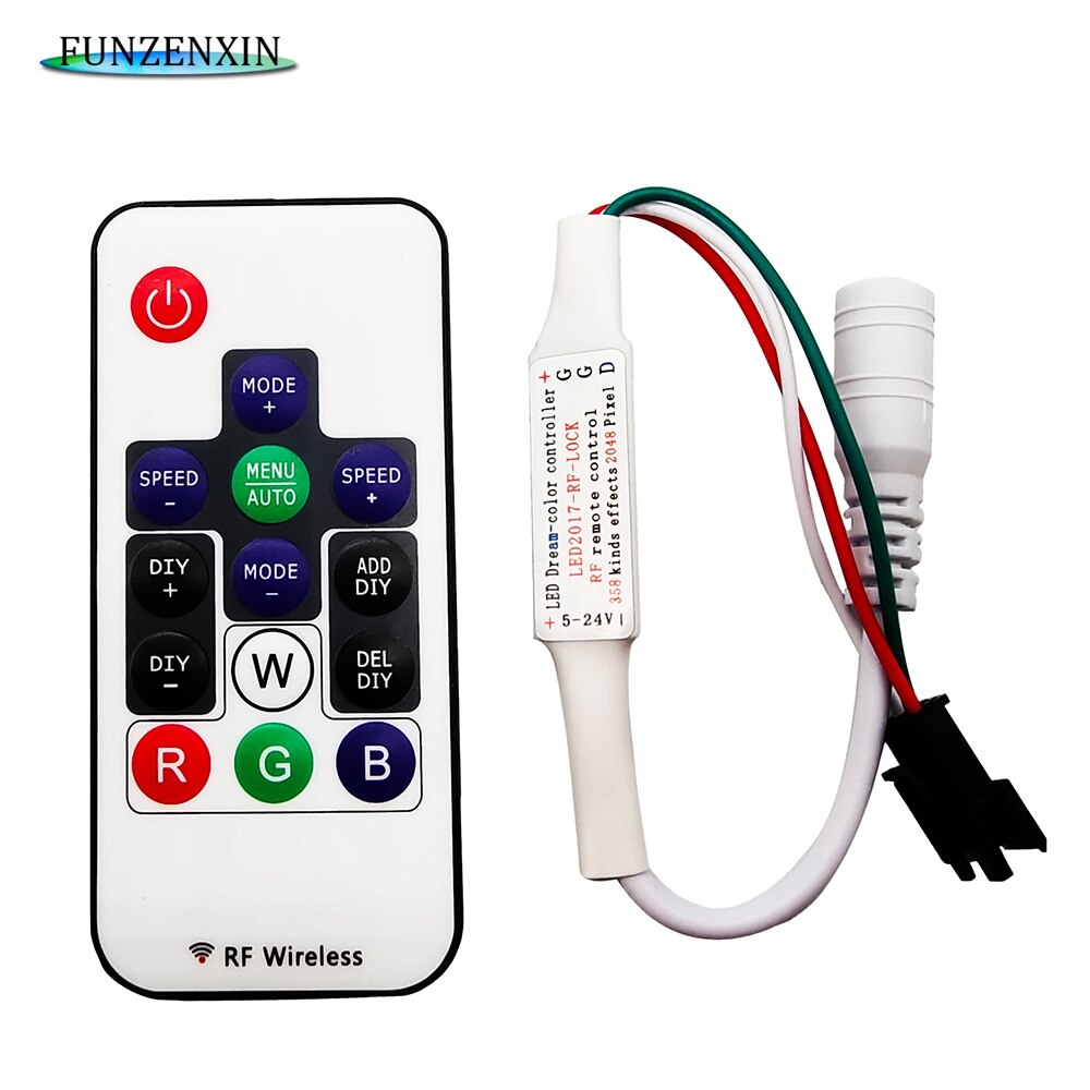 RF DC14Keys Smart Wireless DIY Controller With Remote For WS2812B WS2811 1903 Addressable Led Strip Light DC5-24V