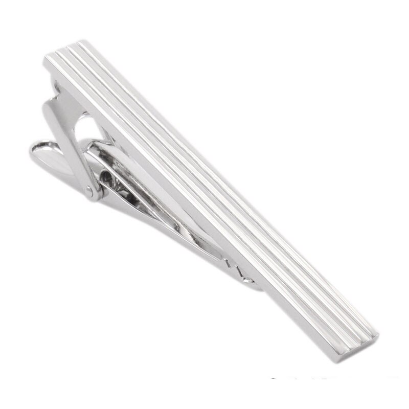 Men Metal Silver Stripe Simple Necktie Tie Bar Clasp Clip Clamp Pin Stainless Steel Business Man Wedding Necktie Tie Clasps