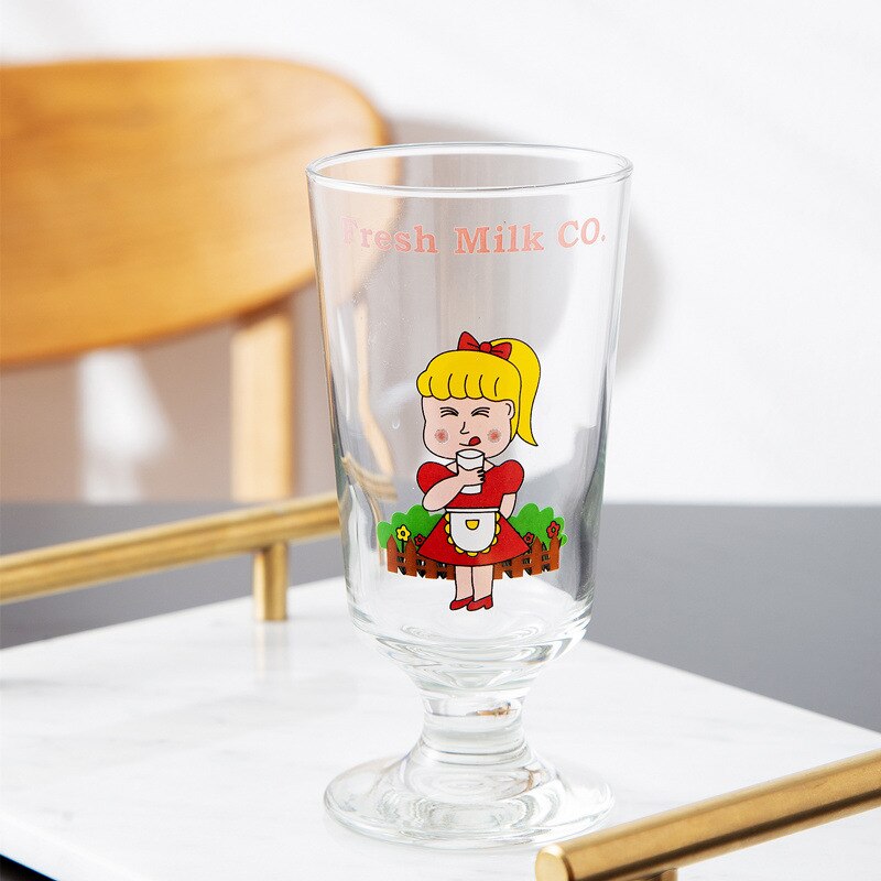 Bril Voor Sap Cartoon Glazen Beker Glazen Beker Transparant Creatieve Keukengerei Cups Goblet Persoonlijke Kantoor Leuke: Girl