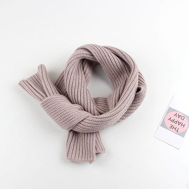 Autumn Winter Boys Girls Baby Kids Children Solid Scarf Warm Knitting Knitted Knitwear Collar Scarves Neckerchief S9773: Light Pink