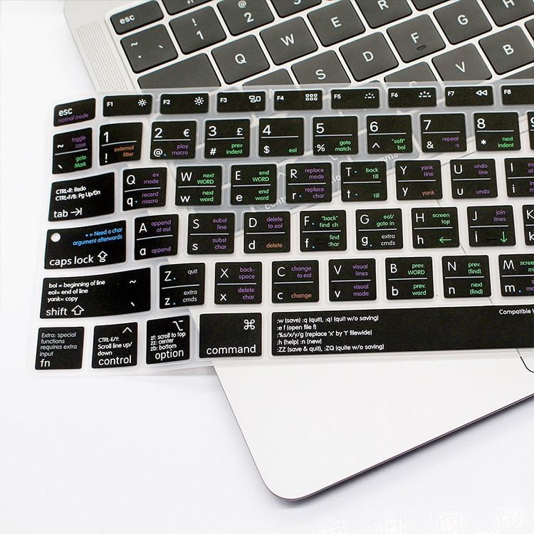 A1932 VIM/VI Hotkey Shortcuts Silicone Keyboard Cover Protector Skin for MacBook Air 13" Release Model A1932