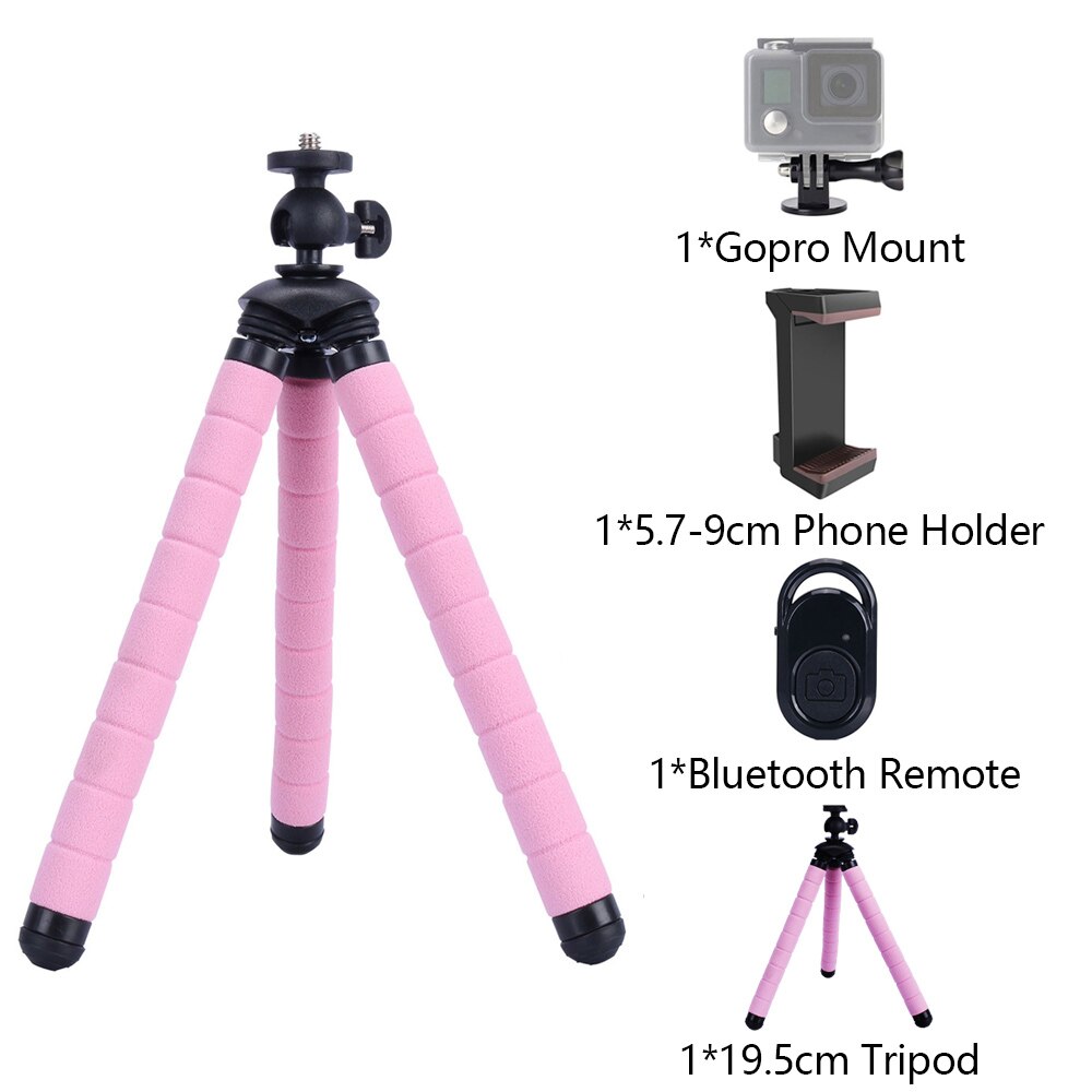 Jalusta puhelimelle, joustava minijalustan pidike kauko-puhelintelineellä gopro-teline iphone android web-kameralle: Pinkki kaikki
