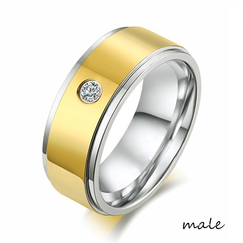 Parring - kvinder 1.5ct krystal forlovelsesring sæt mænd enkel enkelt guldring til elsker smykker: 5 / Mænd