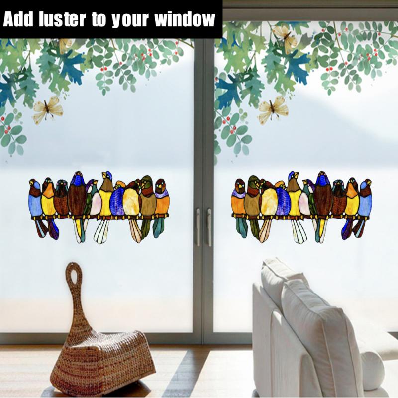 Brilliant Color Bird Window Decoration Multicolor Happy Birds Stickers Home Wallpaper Cartoon Decorative Stickers