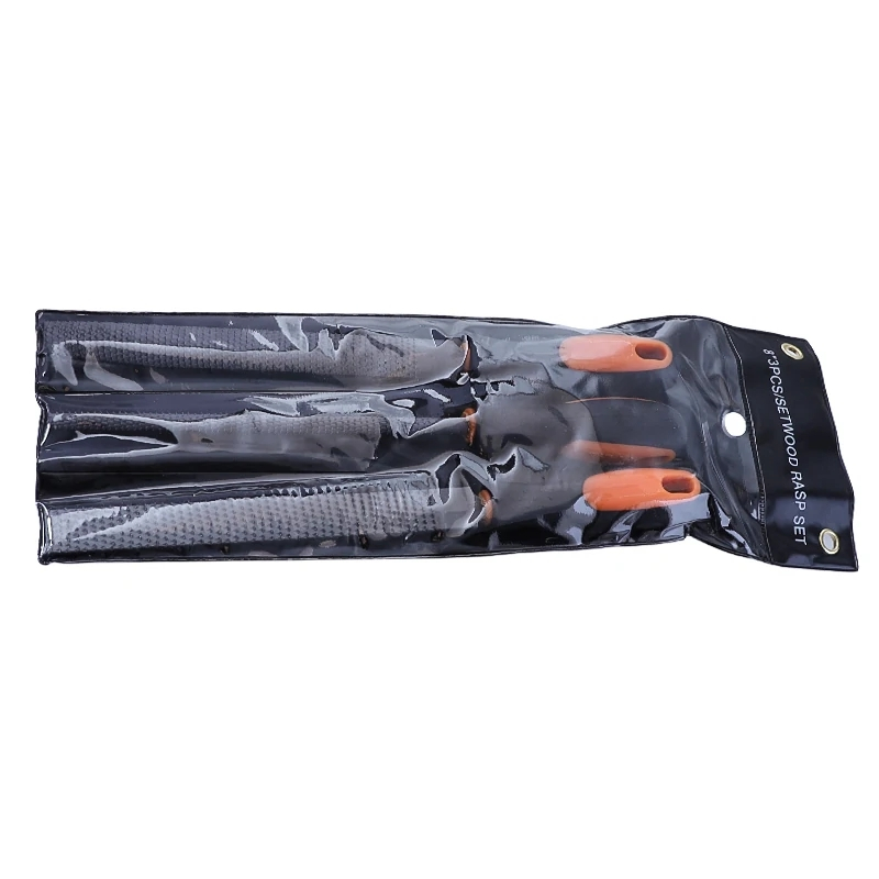 3Pcs 8" Wood Rasp Files Coarse Teeth Woodworking Filing Home DIY Round Flat Half-Round Hand Tools