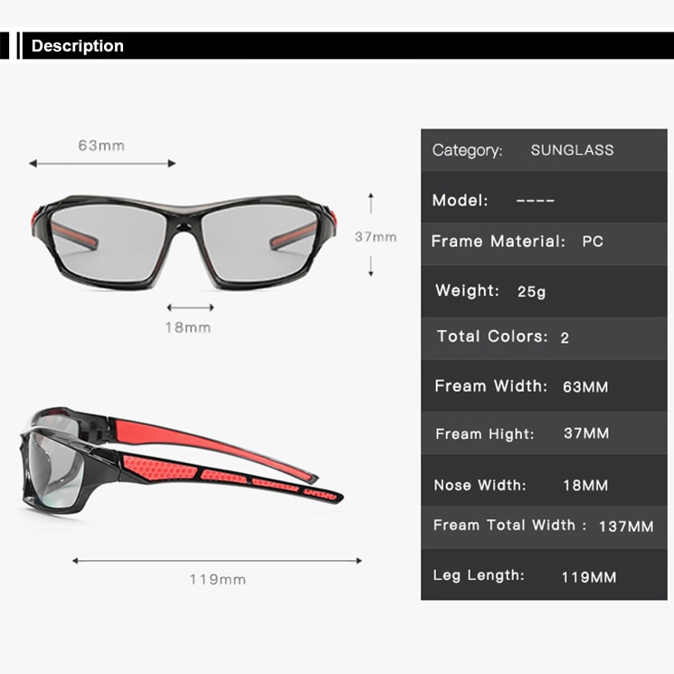 Gafas de sol fotocromáticas para hombre, lentes de ciclismo, camaleón, polarizadas