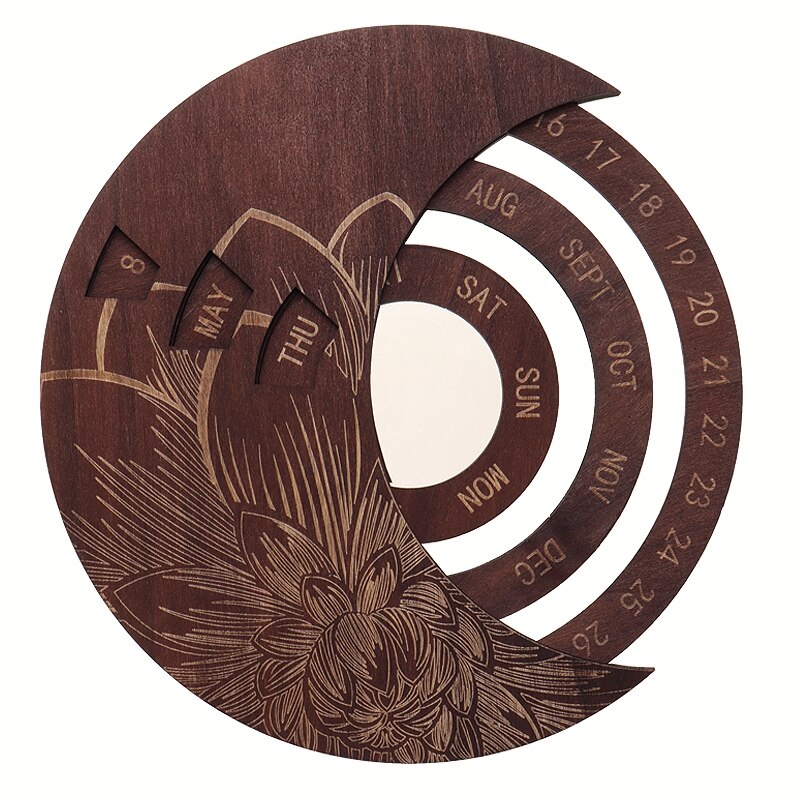 Calendar Wooden Everlasting Perpetual Wall Hanging Crafts Perpetual Calendar DIY Crafts Decoration