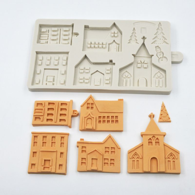 3D Kerst Huis Siliconen Mal Fondant Taart Decoreren Gereedschappen Chocolade Gips Sugarcraft Bakvorm