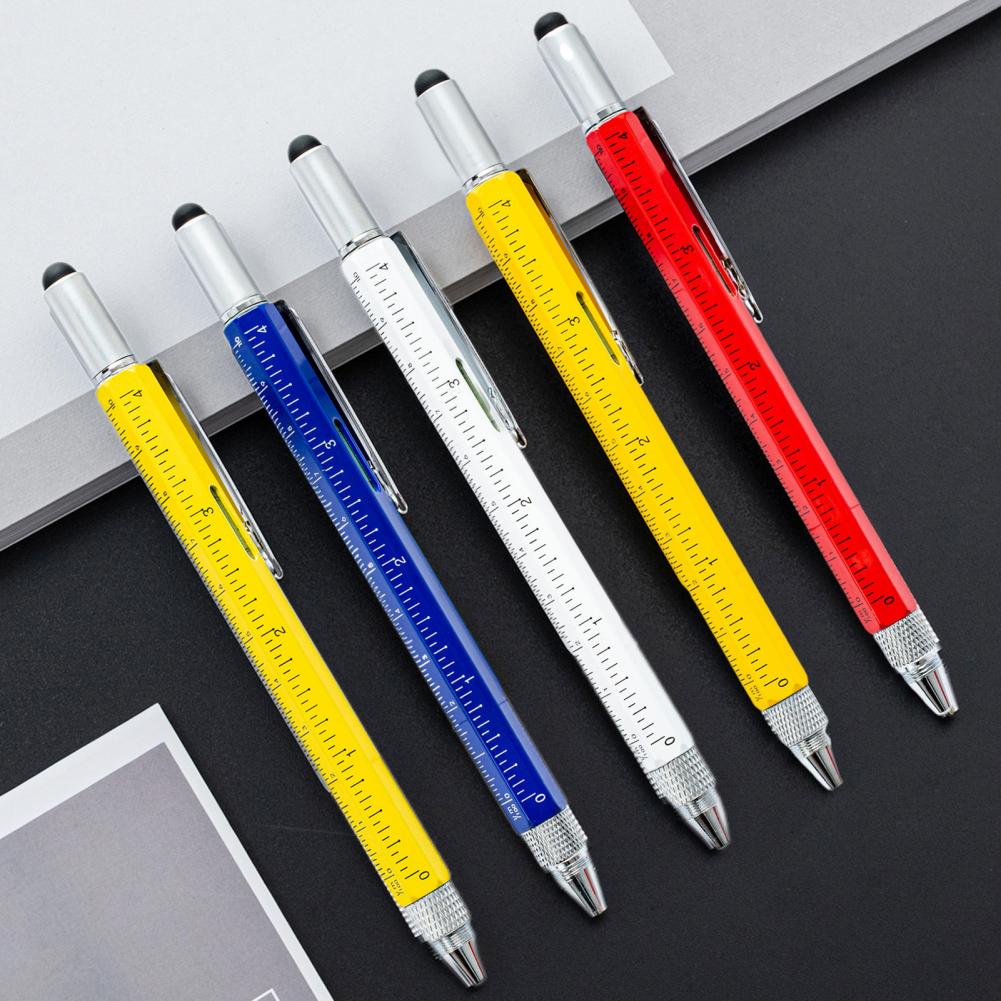 Multitool Stift 6 In 1 Tragbare Metall Tragen Beständig Tech Tool Stift Skala Kapazitiven Stift Metall Kugelschreiber für Büro