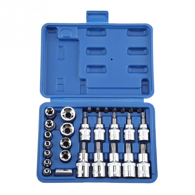 29 PCS/Lot Star Socket Tool Set Hard Steel Mechanical Repair Tool Set Socket Adapter Bit Adapter Repairing Hand Tools