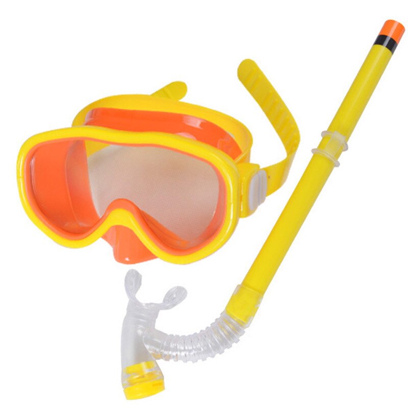 Unisex børn dykning maske snorkel sæt svømning scuba halvtør rør snorkling åndedrætsmaske anti tåge svømme briller til børn: Gul