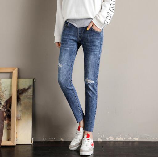 Jean de maternité déchiré taille haute pour femmes enceintes, pantalon de printemps à la , troué, ventre réglable, vêtements de grossesse