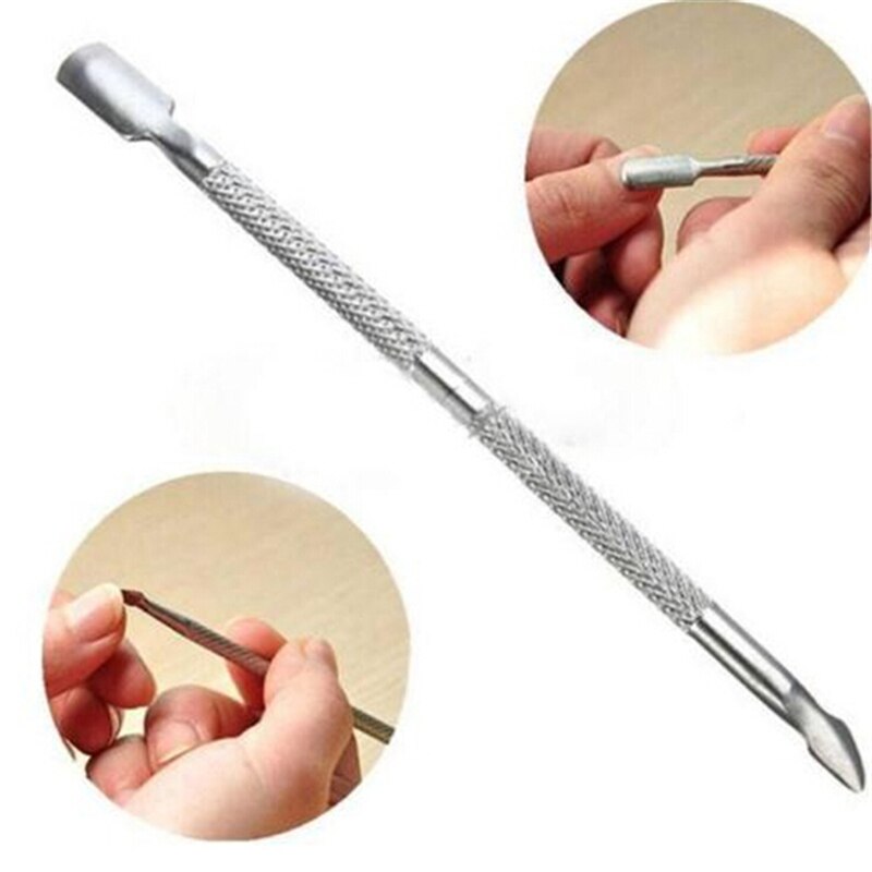1pc Rvs Cuticle Nail Pusher Spoon Remover Pedicure Care Sets Cuticle Pushers