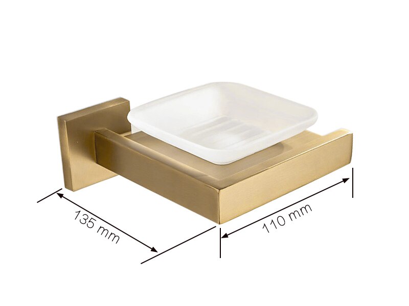 Juego de accesorios dorados para baño Barra de toallas de acero inoxidable 304, soporte de papel higiénico, estante para toallas, gancho, jabonera, cepillo para inodoro: soap dish