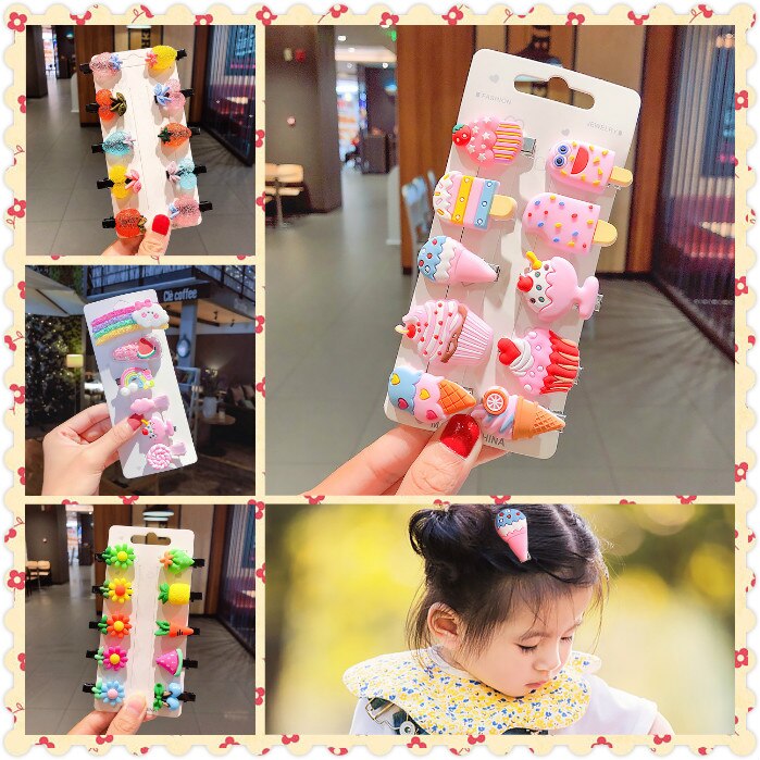 Pinzas para el pelo para niña, accesorios para el pelo de niños, helado de arcoíris, broches para el cabello bonitos, diadema de pasador, 10/6 Uds.