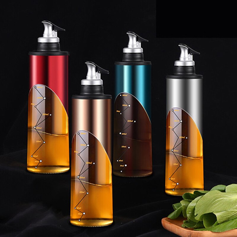 380/650ml Glass Oil Bottle Cooking Seasoning Sauce Storage Bottle Olive Oil Vinegar Dispenser Pouring Spouts Kitchen Accessories