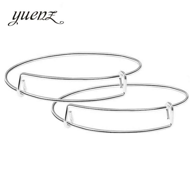 Yuenz 5Pcs Expandable Bangle Diy Sieraden Maken Blank Bangle Vrouwen Verstelbare Wire Bangle V104: Rhodium Plated