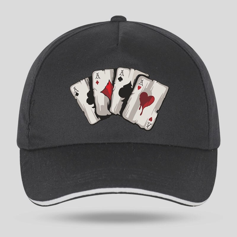 Sommer brand poker spar en interessant print herre baseball kasketter afslappet hip hop bomuld kvinder trucker cap velcro hat: Sort