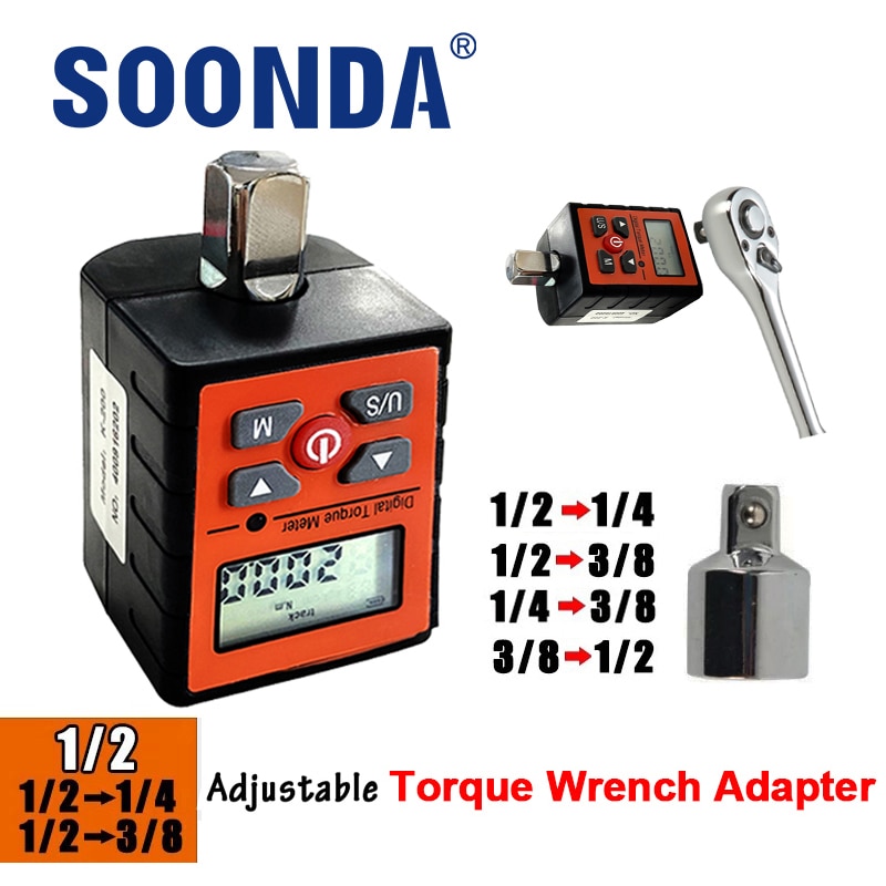 Version 1/2" 1/4" 3/8" Digital Torque Meter Measurement Adapter Spark Plug Bicycle KG Torque Wrench Gauge Tester Screwdriver