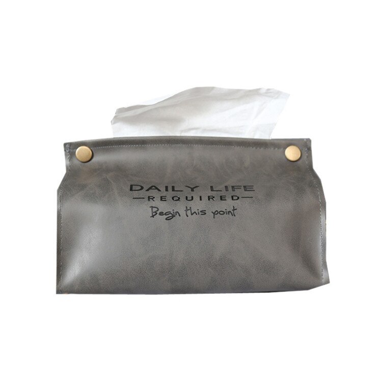 PU Lederen Handdoek Servet Weefsel Houder Container Tissue Doos Papier Dispenser Tissue Houder Case voor Office Home Decoratie: Gray