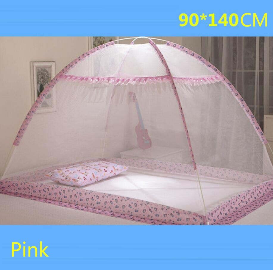 Baby Bed Klamboe Zonder Bodem Anti-Muggen Cover Cartoon Draagbare Pasgeboren Wieg Tent Luifel Yurt Netting Opvouwbare Netten: Pink-90x140cm