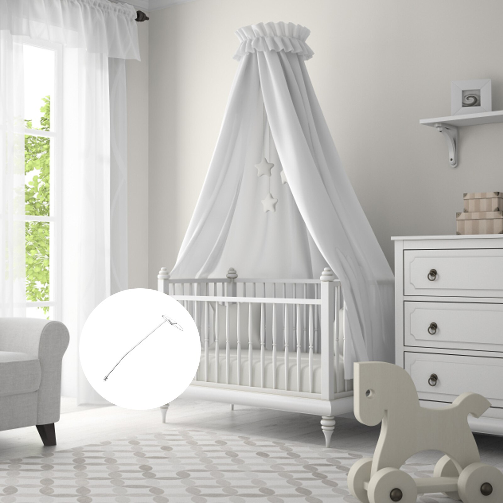 1 Juego de mosquitera para cuna, soporte para dosel, accesorio de soporte para mosquitera