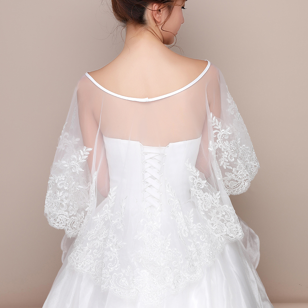 Cape de mariage en Tulle ivoire pour femmes, élégante, Vintage, châle de plage formel, haut, bas, soirée, bal