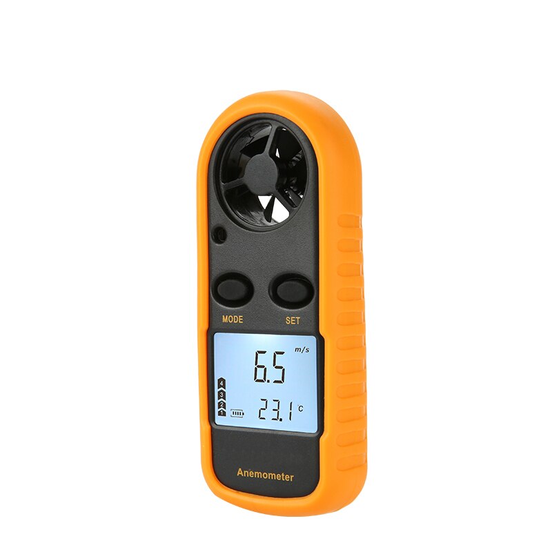 2-in-1 Mini Digital Anemometer Air Flow Windsurf Wind Speed Volume Measuring Meter Tester Wind Temperature Sensor Industrial: Yellow-No Box