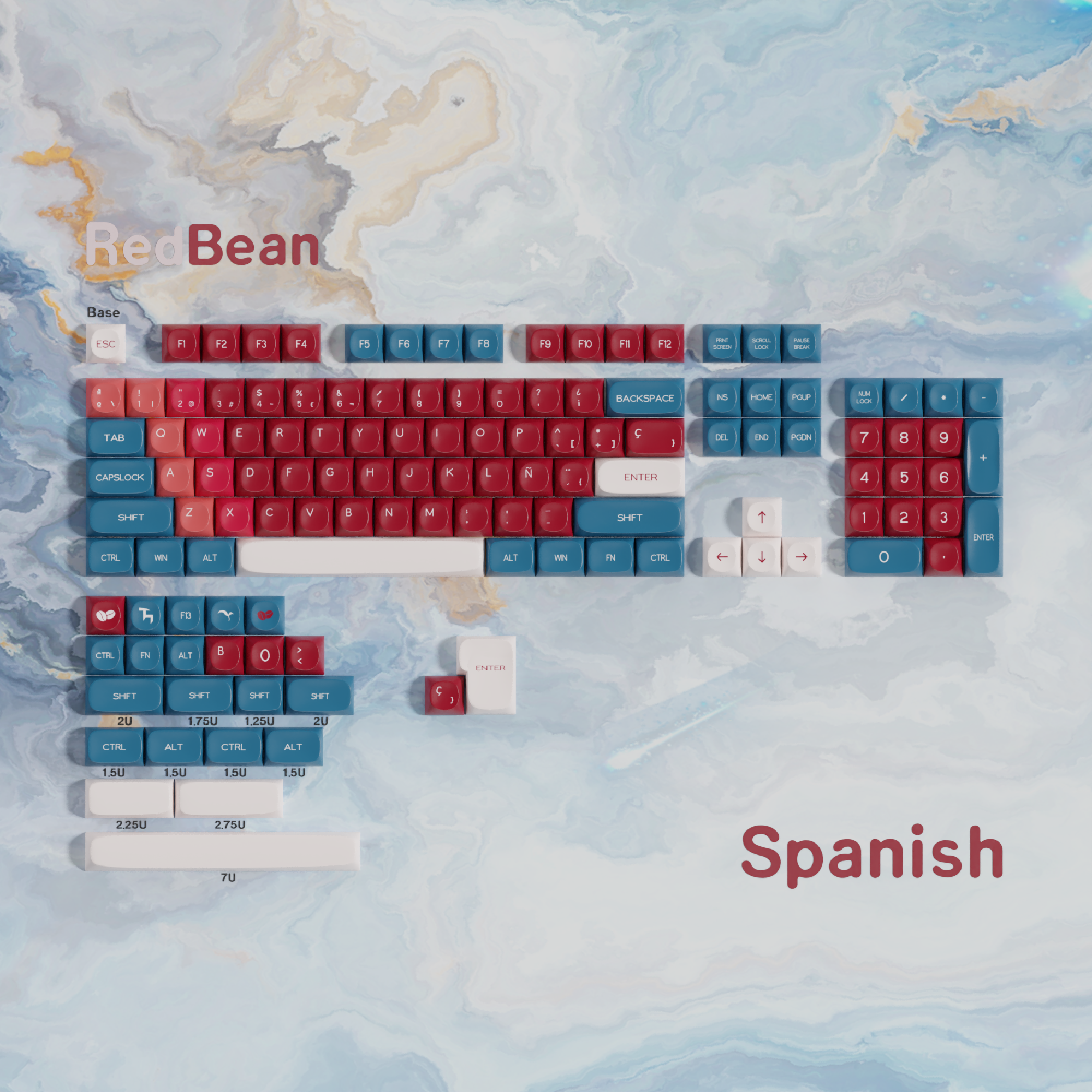 ES español PBT Keycaps MOA cereza rojo azul Samurai noche Sakura Morandi tinte Sub Keycap para teclado mecánico Ansi de ISO: Gris oscuro