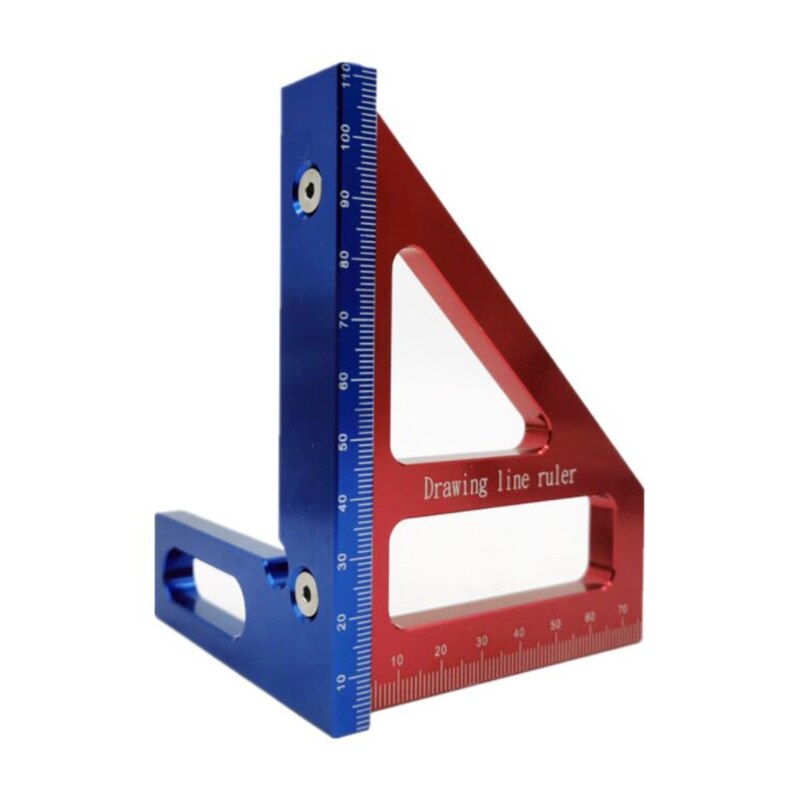 45/90 Degree Triangle Ruler Scriber Woodworking Square Protractor Lightweight R9UF: Red