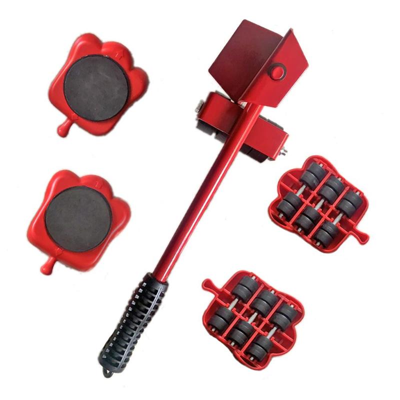 5 uds carro elevador para muebles casero portátil con suficiente durabilidad y Ruggedness Mover la máquina de transporte para muebles pesados en movimiento: Active Pry Bar A