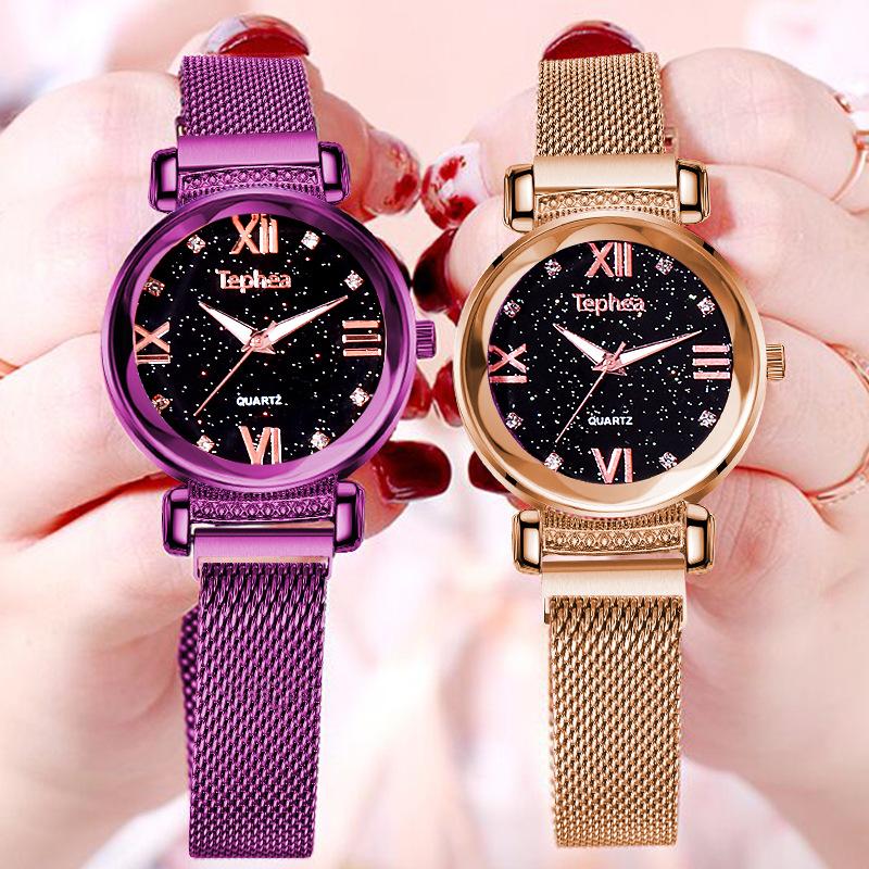 Tephea Sterrenhemel Dames Horloges Luxe Eenvoudige Vrouwen Armband Horloges Stijlvolle Vrouwelijke Klok Horloge Voor Vrouwen Meisje