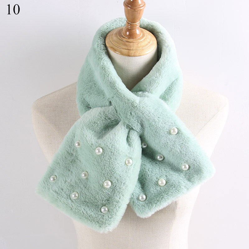 Imitatiebont warme dames sjaal winter dikke snood sjaal imitatiebont zachte sjaals effen kleur kraag sjaal voor dames: 10