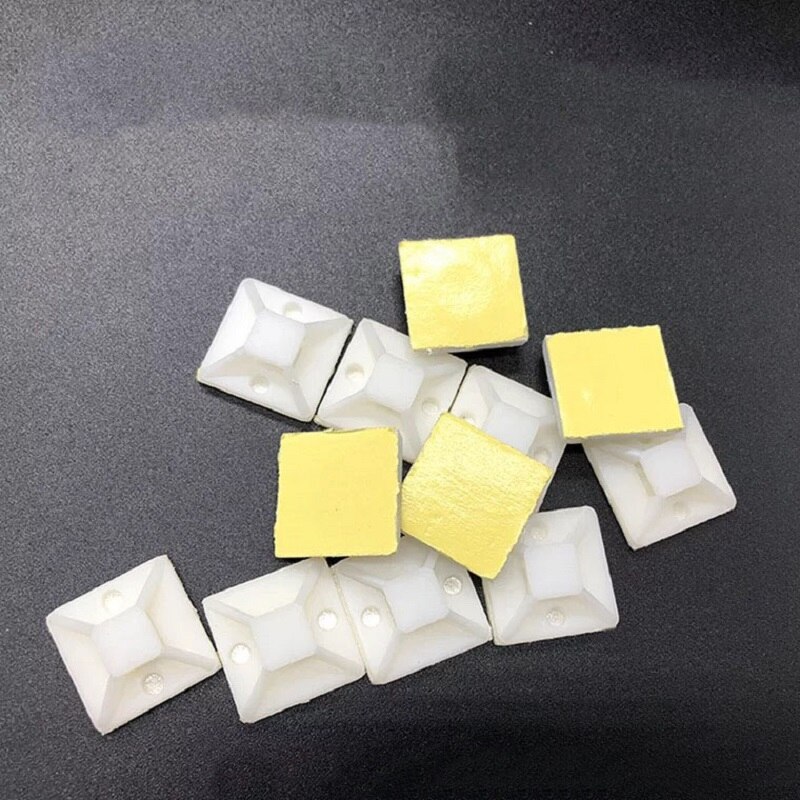 50pcs White cable base installation 20 25 30 40mm self-adhesive cable zipper installation base wall frame fixed seat clip