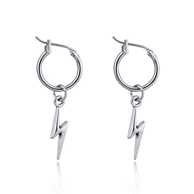 4 paires croix étoile plume petit cerceau boucles d'oreilles ensemble pour les femmes à la Punk Simple métal couleur foudre boucles d'oreilles bijoux