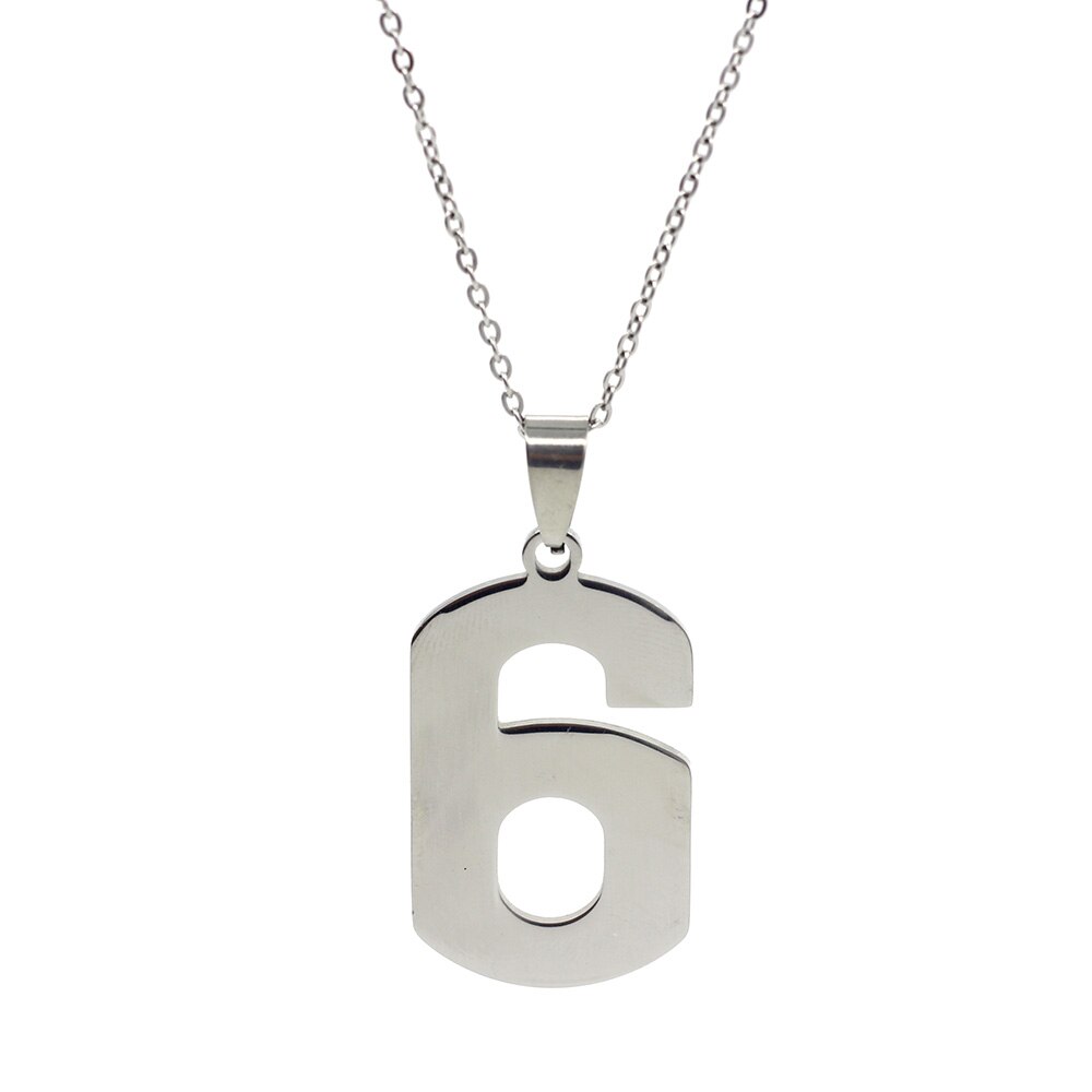 Collares con números para hombre y mujer, joyería personalizada de 0, 1, 2, 3, 4, 5, 6, 7, 8, 9, colgante, collar con números romanos, Punk: 6
