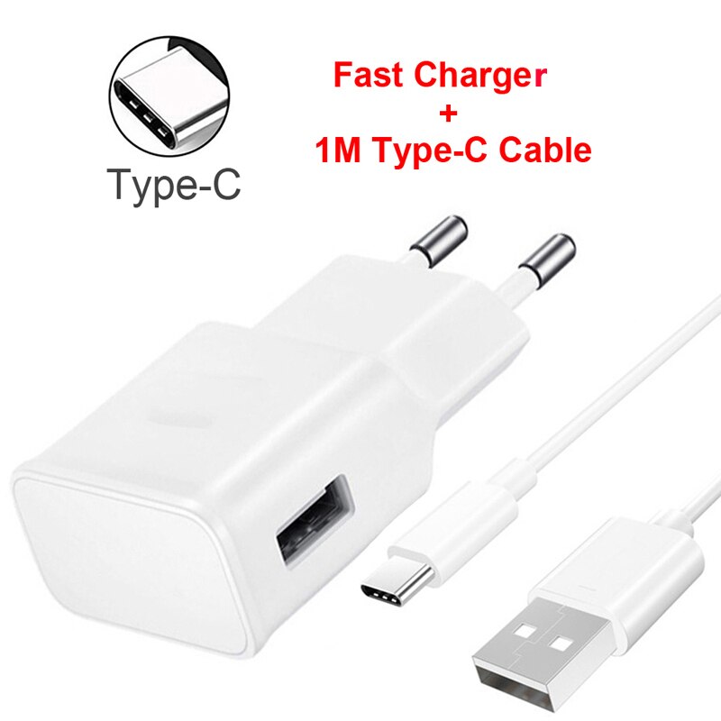 Fast Charging EU Plug Charger For Xiaomi 5C 6 8 9 SE lite 9T Pro USB Type C Cable For Redmi 4X 5 5Plus 5A 6 6A Micro USB Cable: Type C Charger White